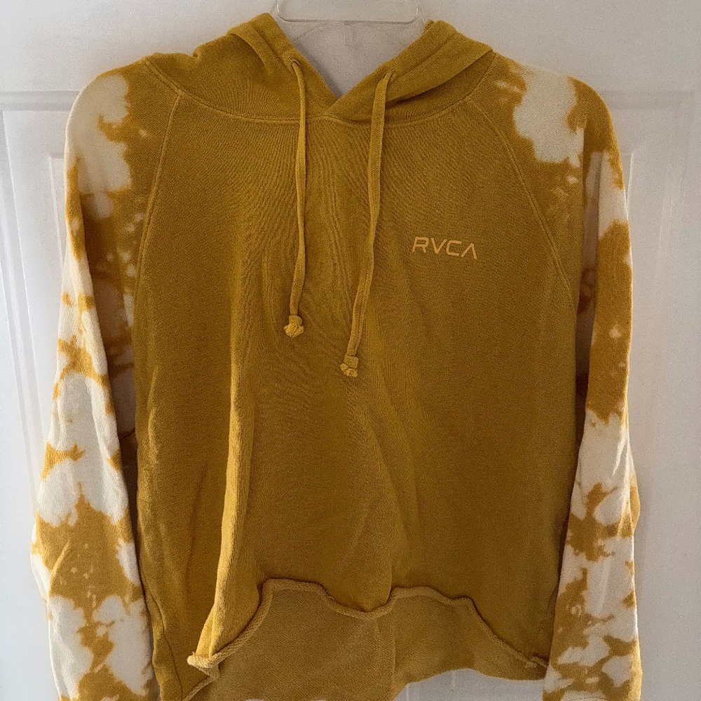 RVCA tie dye yellow cropped hoodie - Large